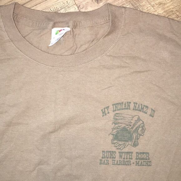 Happy Cute My Indian Name Is Runs With Beer Men’s Funny T Shirt Bar Harbor Maine - Picture 3 of 3